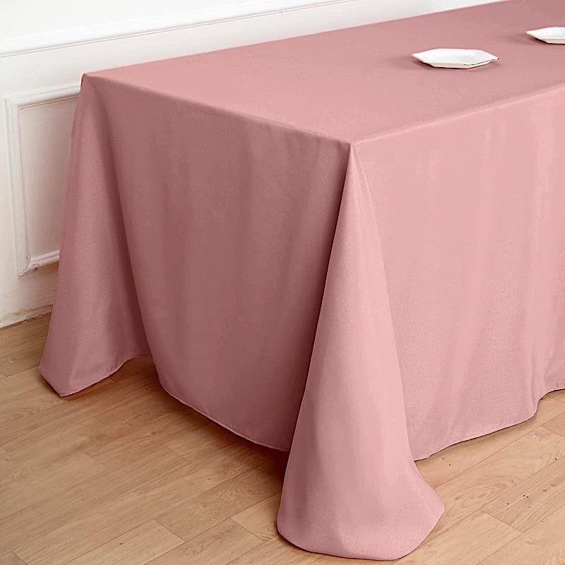 Balsacircle 90X156-Inch Dusty Rose Rectangle Polyester Tablecloth Table Cover Linens For Wedding Party Events Kitchen Dining